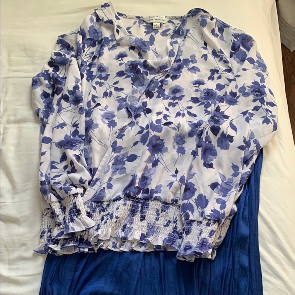 Floral Blue Women's Top and Skirt